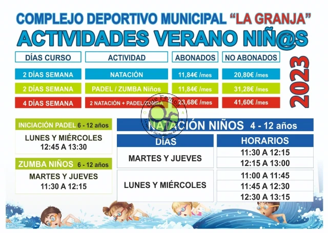 Actividades de verano en el Complejo Deportivo Municipal La Granja