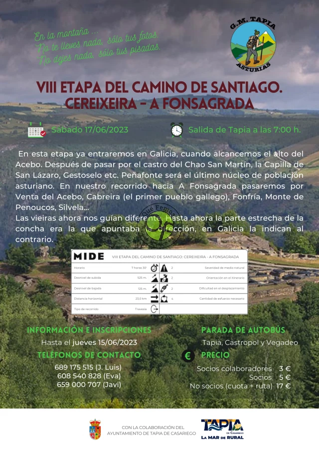 Grupo de Montaña Marqués de Casariego de Tapia: VIII Etapa del Camino de Santiago Cereiceira-A Fonsagrada
