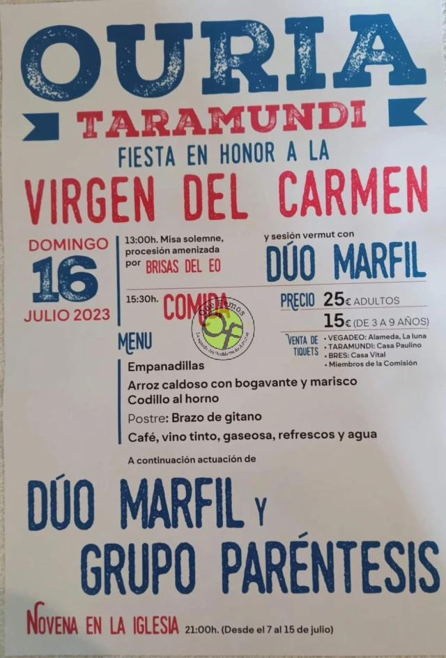 Fiesta en honor a la Virgen del Carmen 2023 en Ouria