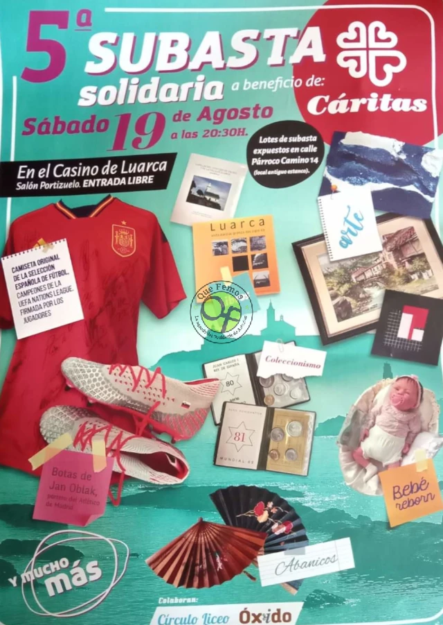 5ª Subasta Solidaria en favor de Cáritas 2023 en Luarca