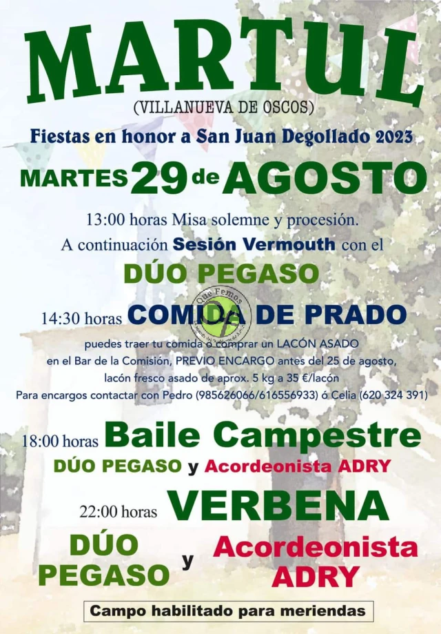 Fiestas de San Juan Degollado 2023 en Martul