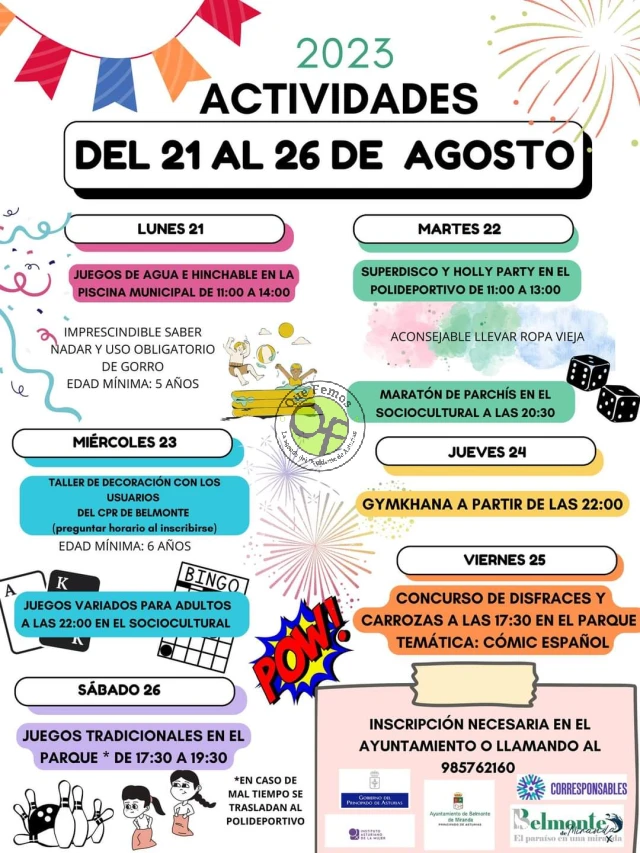 Actividades del 21 al 26 de agosto en Belmonte 