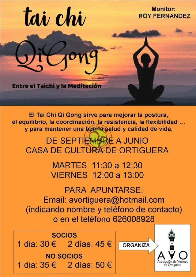 Tai Chi Qi Gong en Ortiguera de septiembre a junio