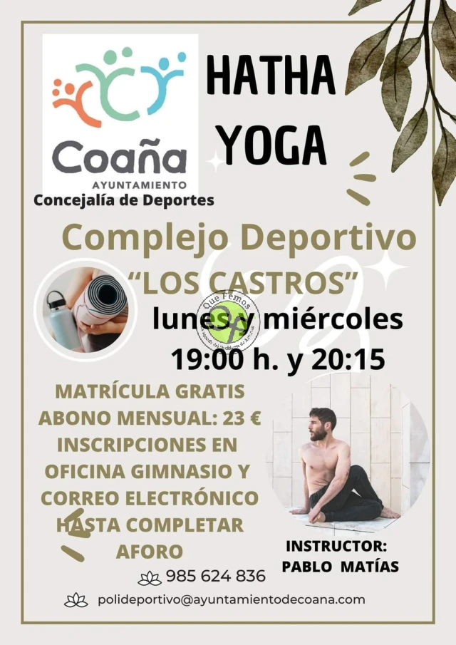 Clases de hatha yoga en el Complejo Deportivo Los Castros