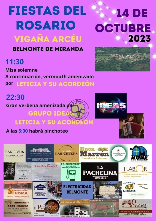 Fiestas del Rosario 2023 en Vigaña Arcéu