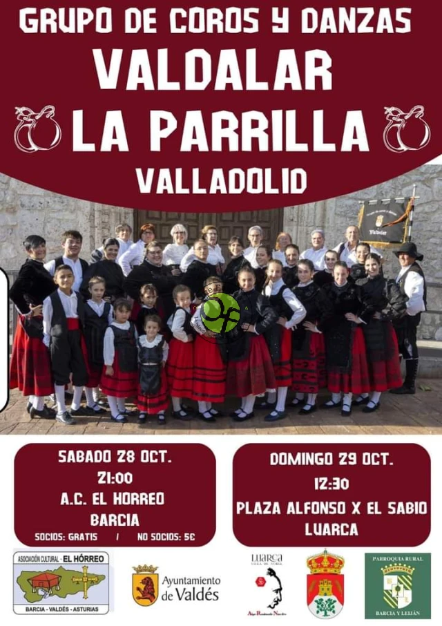 El Grupo de Coros y Danzas Valdalar La Parrilla de Valladalid despliega su arte en Barcia y Luarca