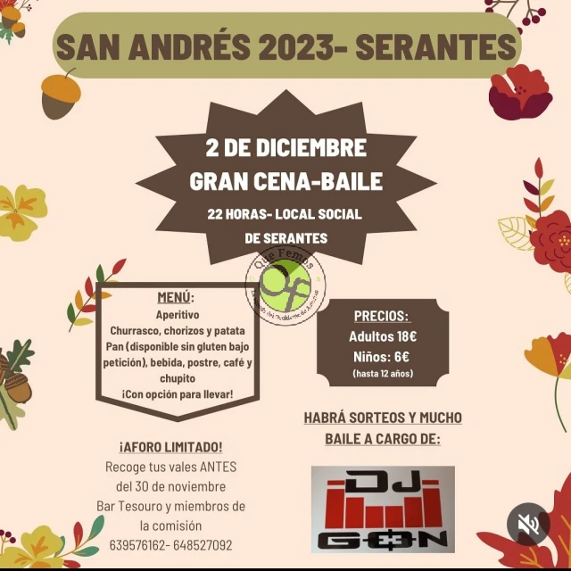 Cena-Baile en Serantes por San Andrés 2023