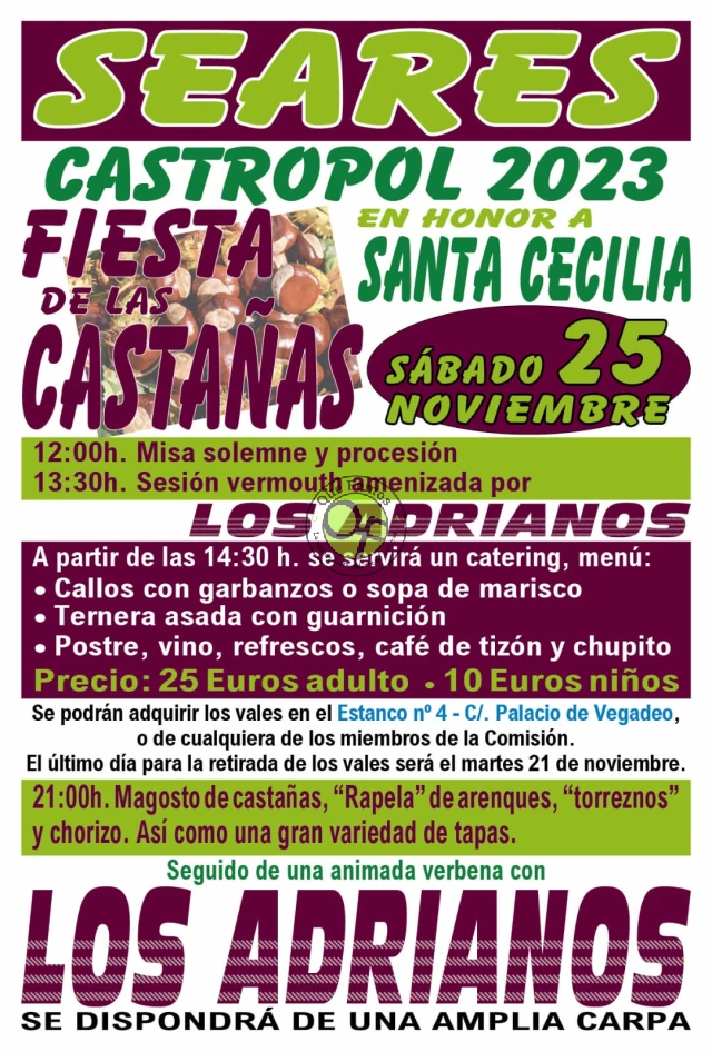 Fiesta de las Castañas en honor a Santa Cecilia 2023 en Seares