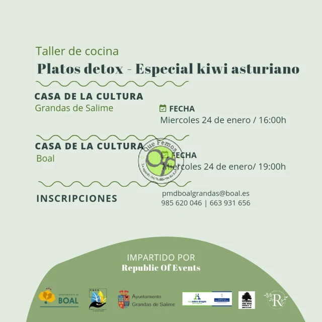 Taller de cocina en Grandas y Boal: platos detox-especial kiwi asturiano