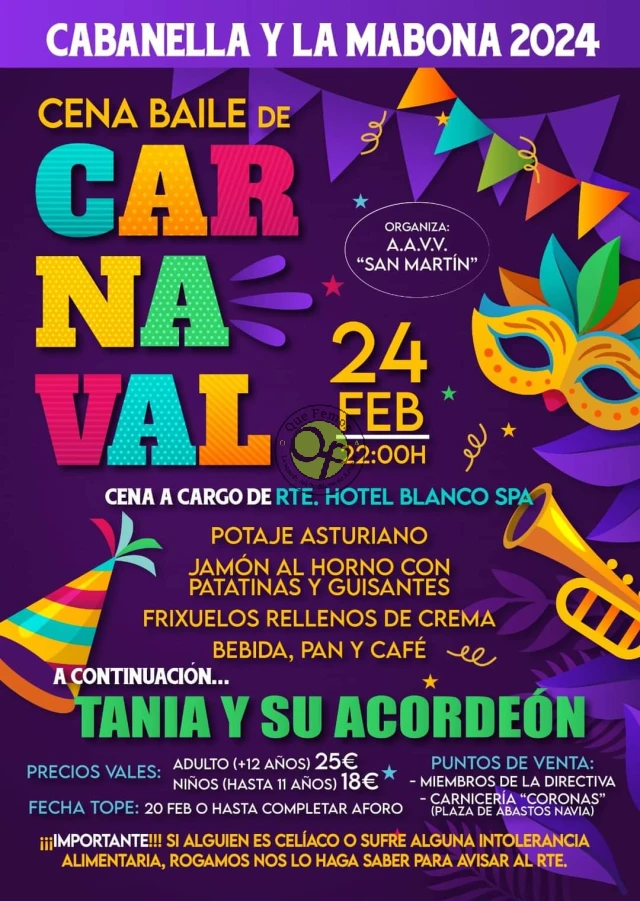 Cena-baile de Carnaval 2024 en Cabanella