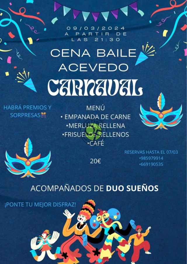 Cena baile de Carnaval 2024 en Acevedo