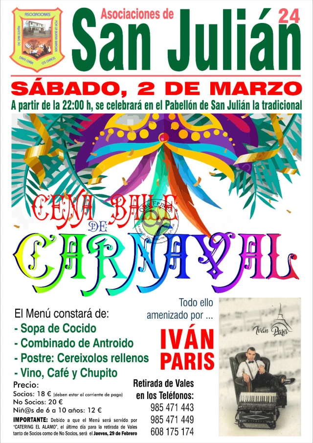 Cena-baile de Carnaval 2024 en San Julián