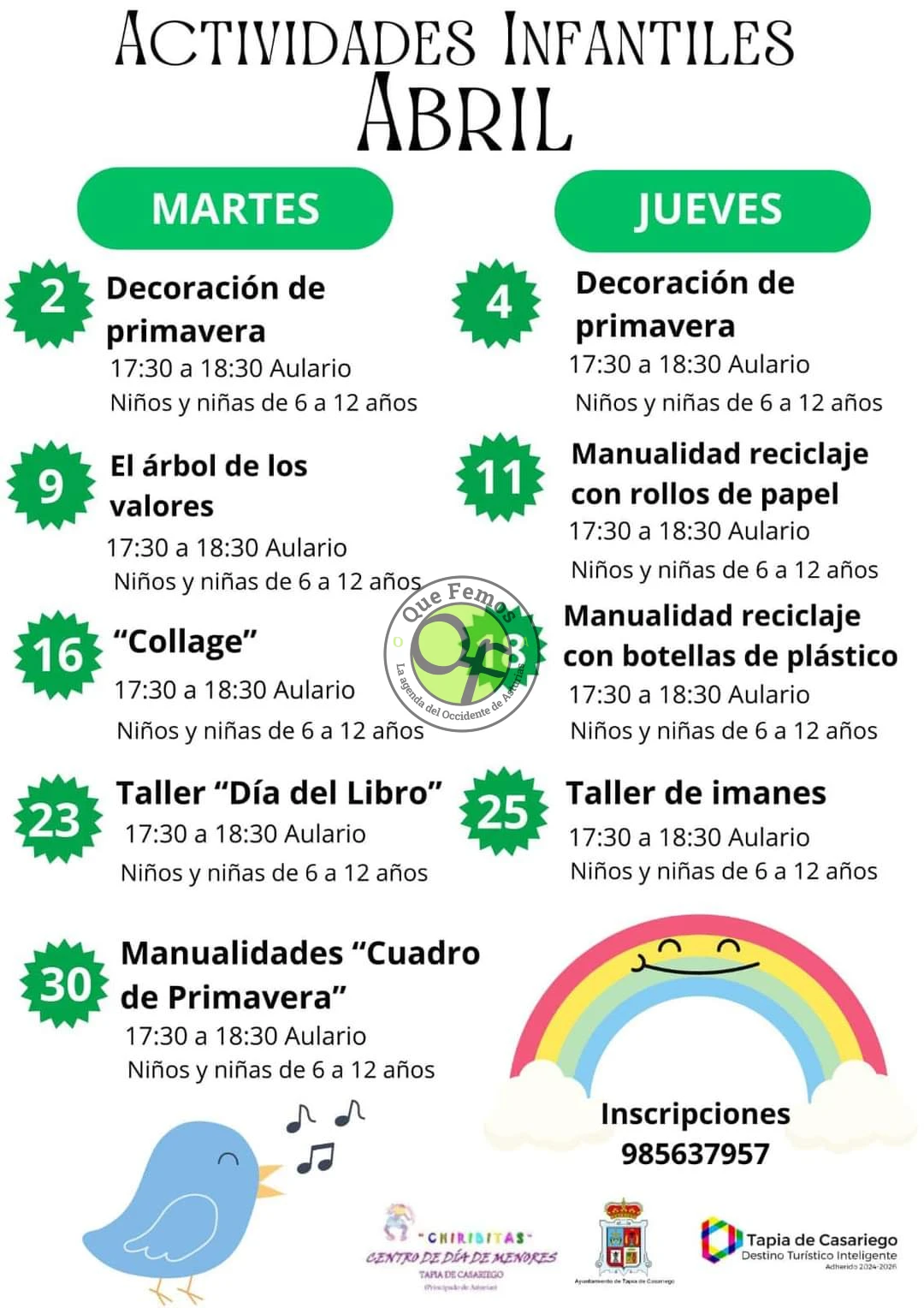 El mes de abril se llena de actividad para los tapiegos más menudos
