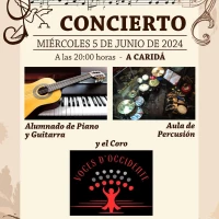 La Escuela Municipal de Música Arcángel San Miguel y el Coro Voces d´Occidente ofrecen un concierto en A Carid