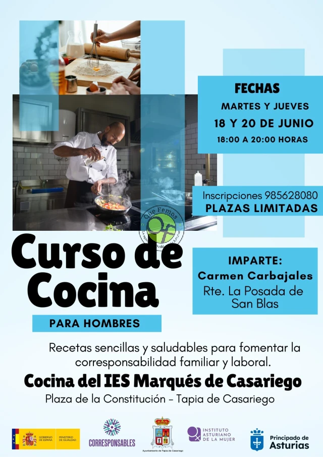 Curso de cocina para hombres en Tapia de Casariego