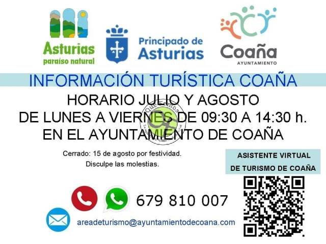 Información turística de Coaña durante julio y agosto