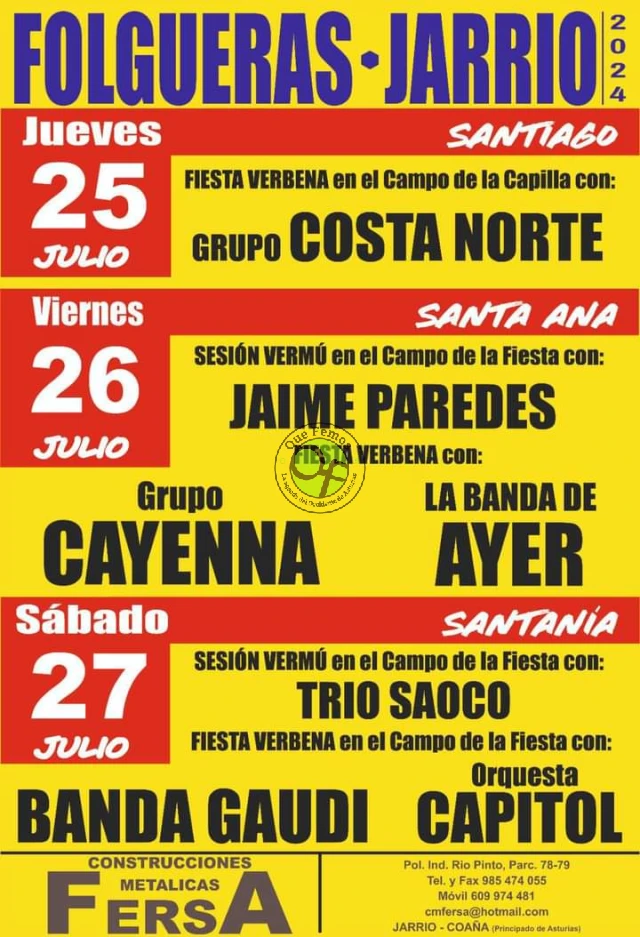 Fiestas de Santiago y Santa Ana 2024 en Jarrio y Folgueiras