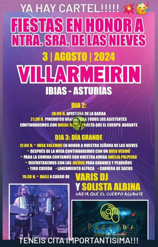 Fiestas de Nuestra Señora de las Nieves 2024 en Villarmeirín