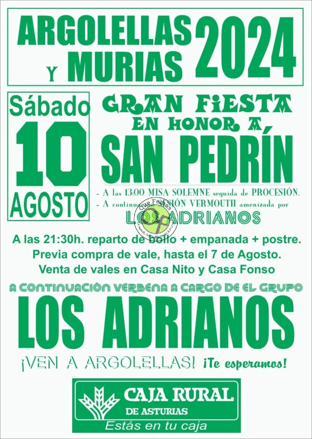 Fiesta de San Pedrín 2024 en Argolellas y Murias