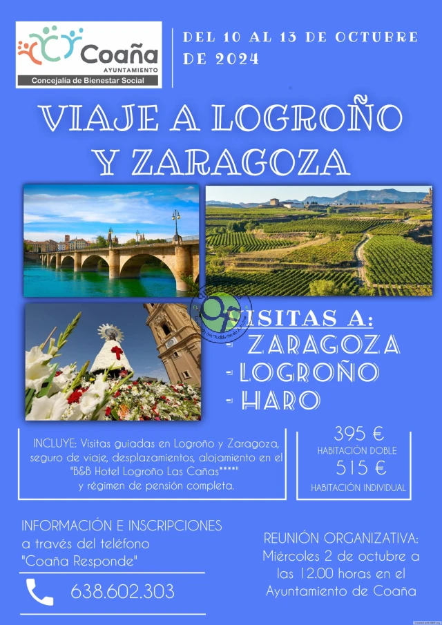 Coaña viaja a Logroño, Zaragoza y Haro