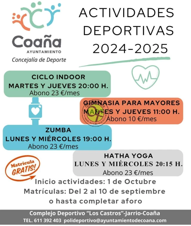 Actividades deportivas en el Complejo Los Castros para 2024-2025