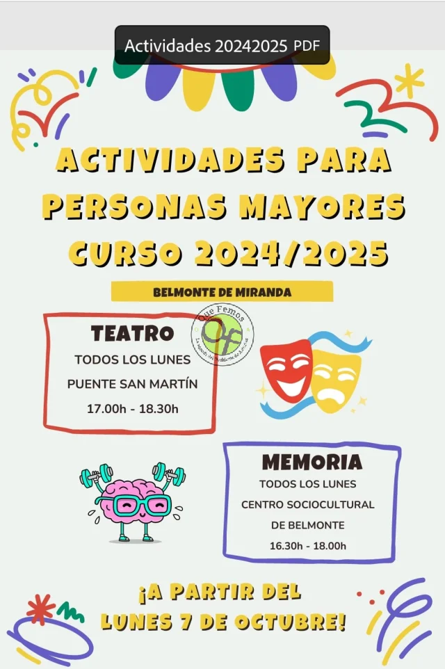 Talleres para personas mayores en Puente San Martín y Belmonte de Miranda