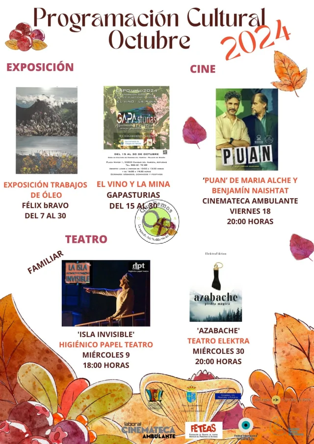 Programación cultural de octubre en Cangas del Narcea