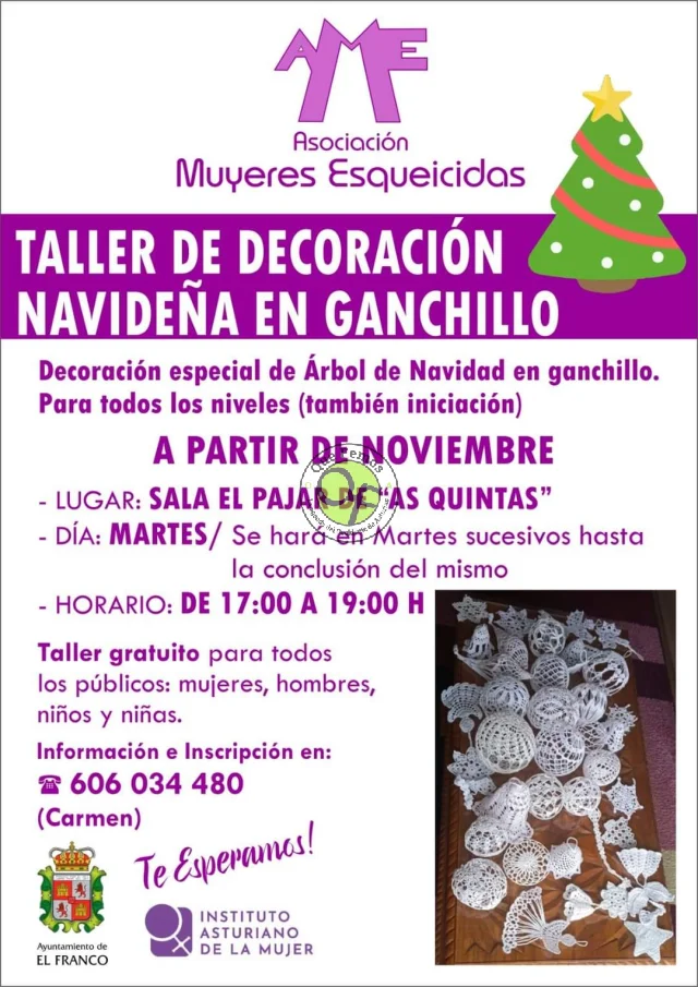 La Asociación de Muyeres Esqueicidas organiza un taller de decoración navideña en ganchillo