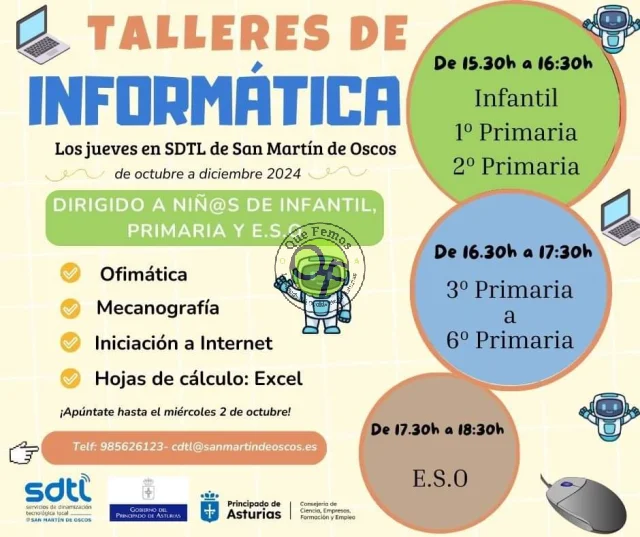 Taller de informática infantil en San Martín de Oscos