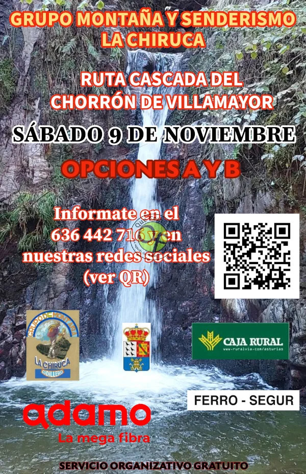 Grupo de Montaña La Chiruca viaja a la Cascada del Chorrón de Villamayor