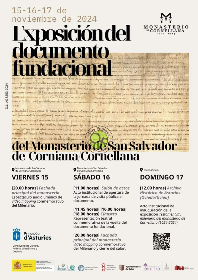 Exposición del documento fundacional del Monasterio San Salvador de Cornellana