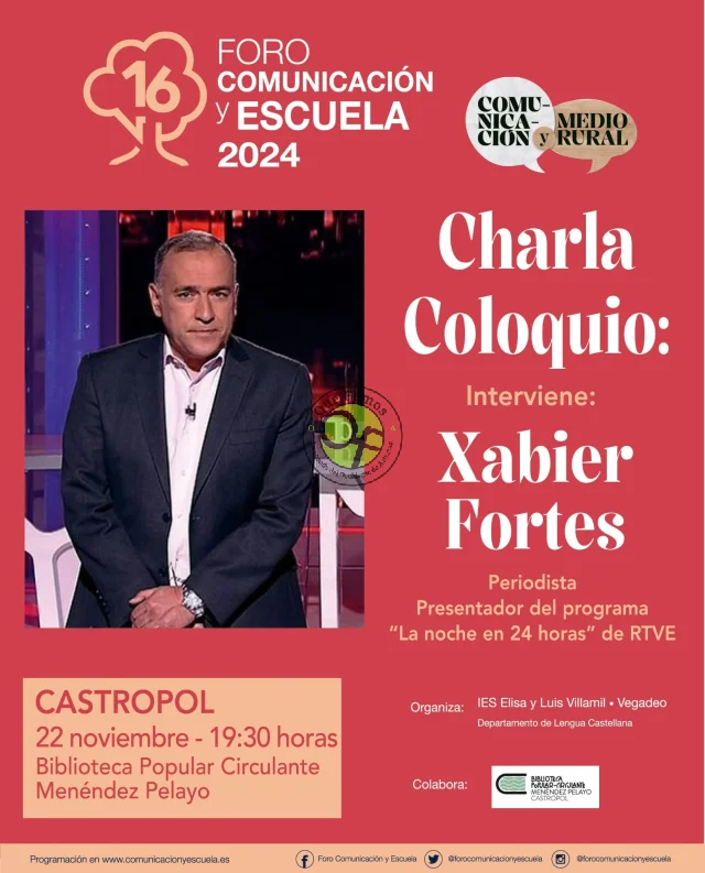 El periodista Xabier Fortes participará en una charla-coloquio en Castropol