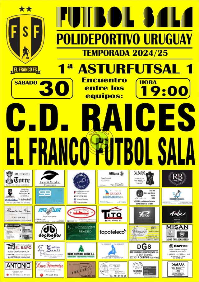 El Franco Fútbol Sala recibe al C.D. Raíces