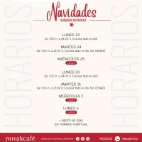 Horarios especiales de Novak Café en Navidades