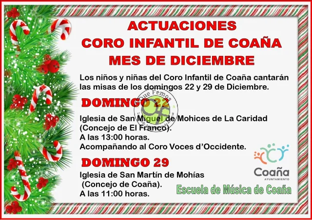 El Coro Infantil de Coaña actuará estas Navidades en El Franco y Mohías