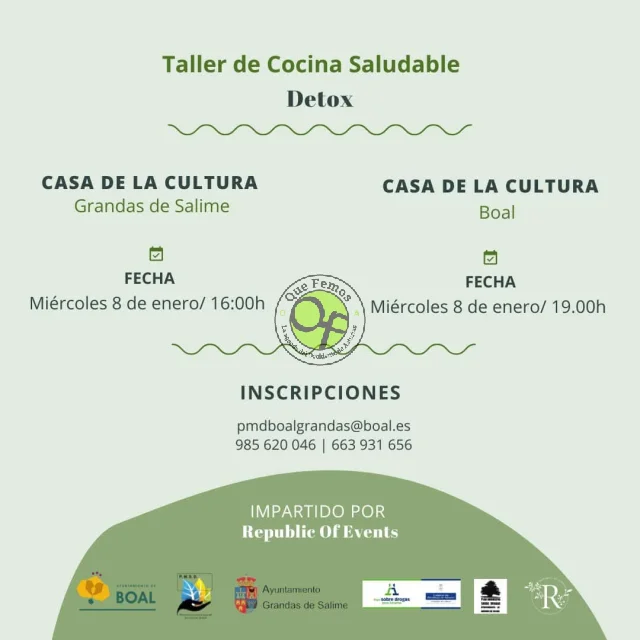 Taller de cocina saludable detox en Boal y Grandas