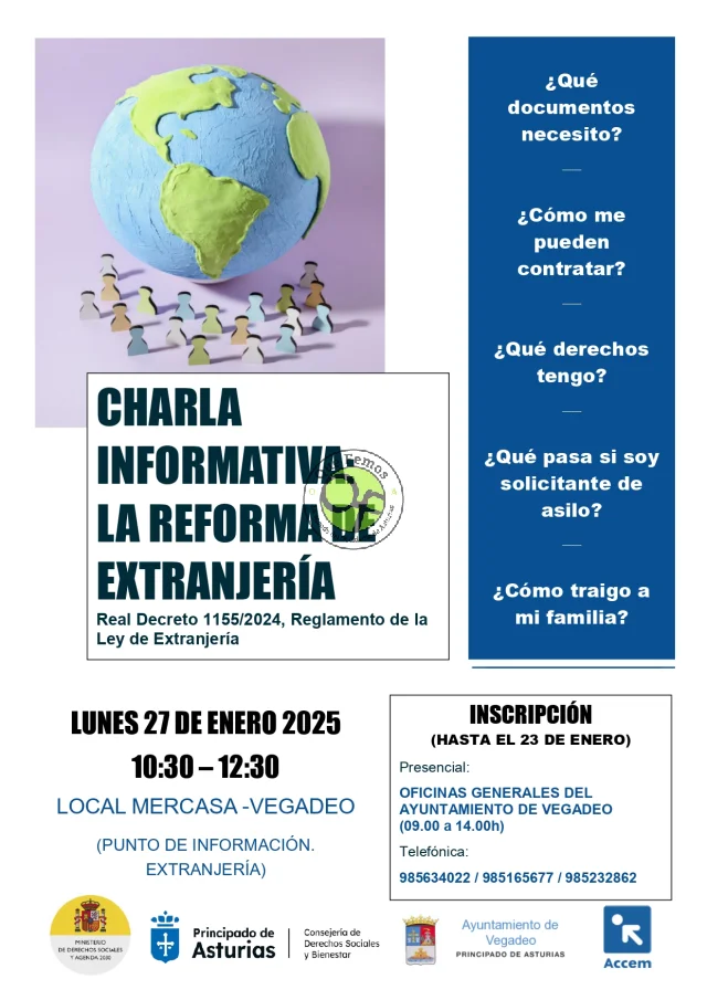 Charla sobre la reforma del Reglamento de Extranjería en Vegadeo