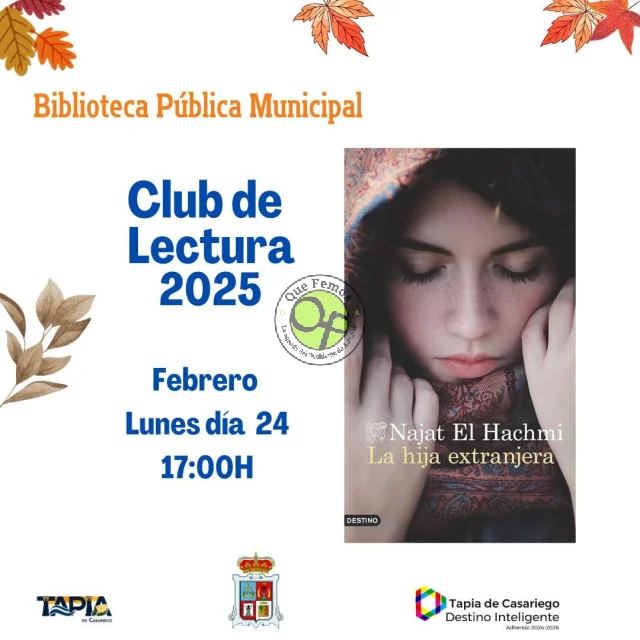 El Club de Lectura de Tapia se reunirá en torno a la novela 