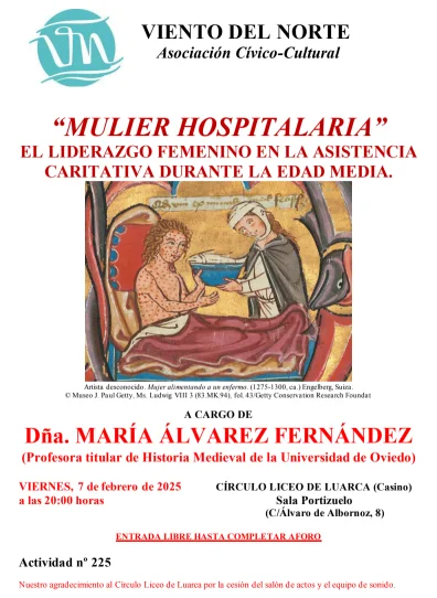 Mulier hospitalaria: conferencia de María Álvarez Fernández en Luarca