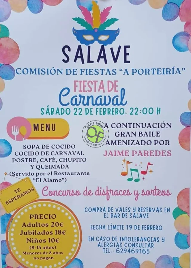 Cena-baile y fiesta de Carnaval en Salave