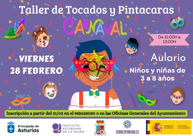 Taller de tocados y pintacaras de Carnaval en Tapia