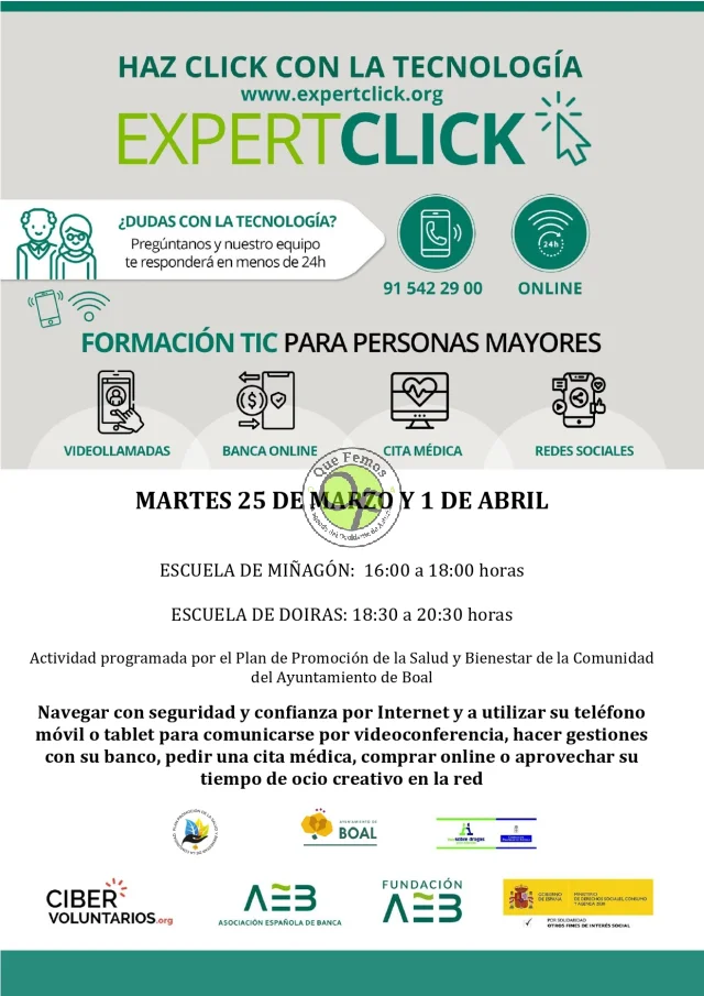 Taller de formación TIC para personas mayores, en Miñagón y Doiras