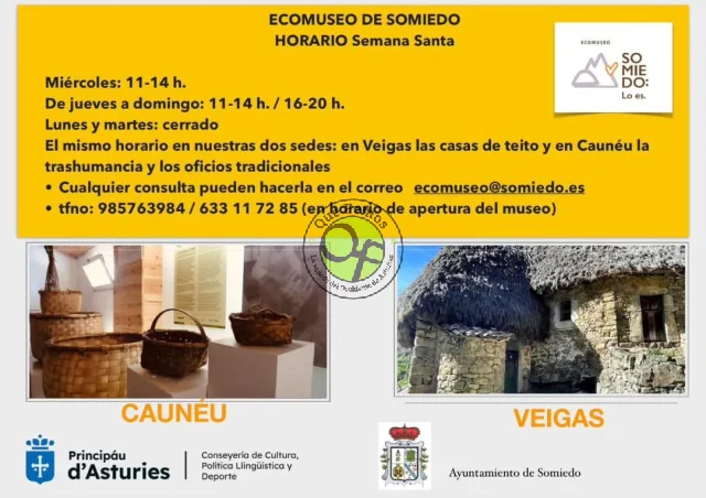 Horarios de Semana Santa en el Ecomuseo de Somiedo