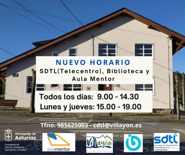 El telecentro y la biblioteca de Villayón estrenan nuevo horario