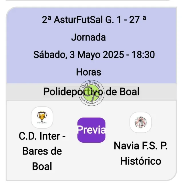 El C.D. Inter-Bares de Boal recibe al Navia F.S. P. Histórico
