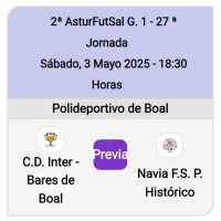El C.D. Inter-Bares de Boal recibe al Navia F.S. P. Histórico
