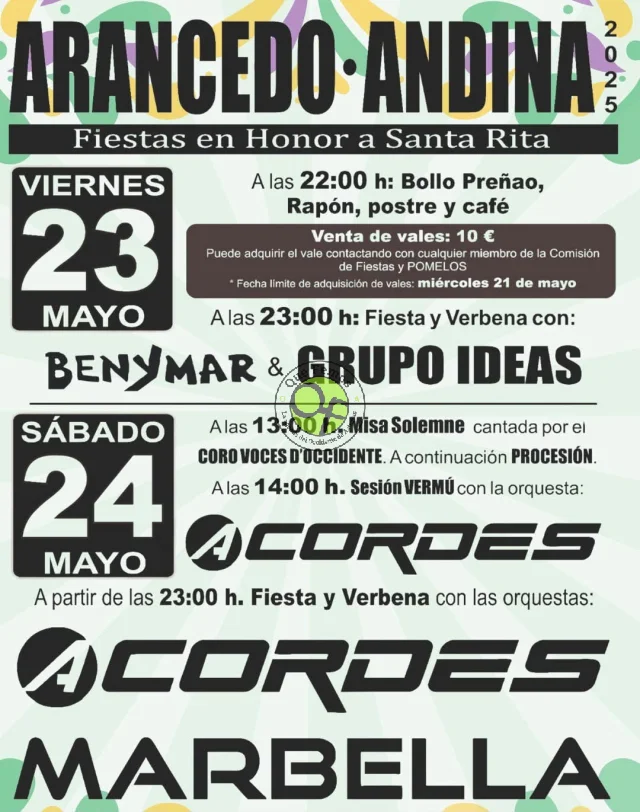 Fiestas de Santa Rita 2025 en Arancedo y Andía