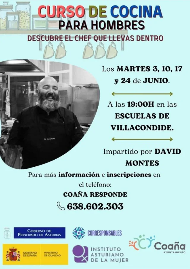 Curso de cocina para hombres en Coaña con David Montes