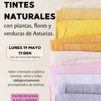 Taller de tintes naturales con plantas, flores y verduras de Asturias en As Figueiras