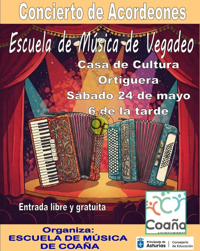 Ortiguera acoge un concierto de acordeones de la Escuela de Música de Vegadeo